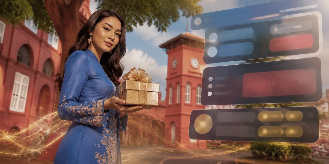 Wanita berpakaian baju kurung menikmati permainan kasino bergaya Melaka